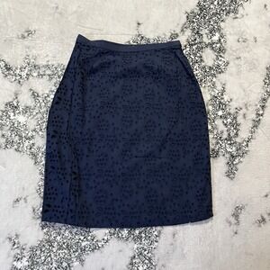 Boden Skirt Womens Sz 6 Navy Eyelet Pencil Summer Classic Breathable Feminie